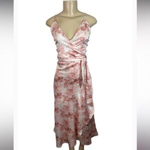 Love, Margaux Cottage core Romantic white Pink Floral Wrap Dress